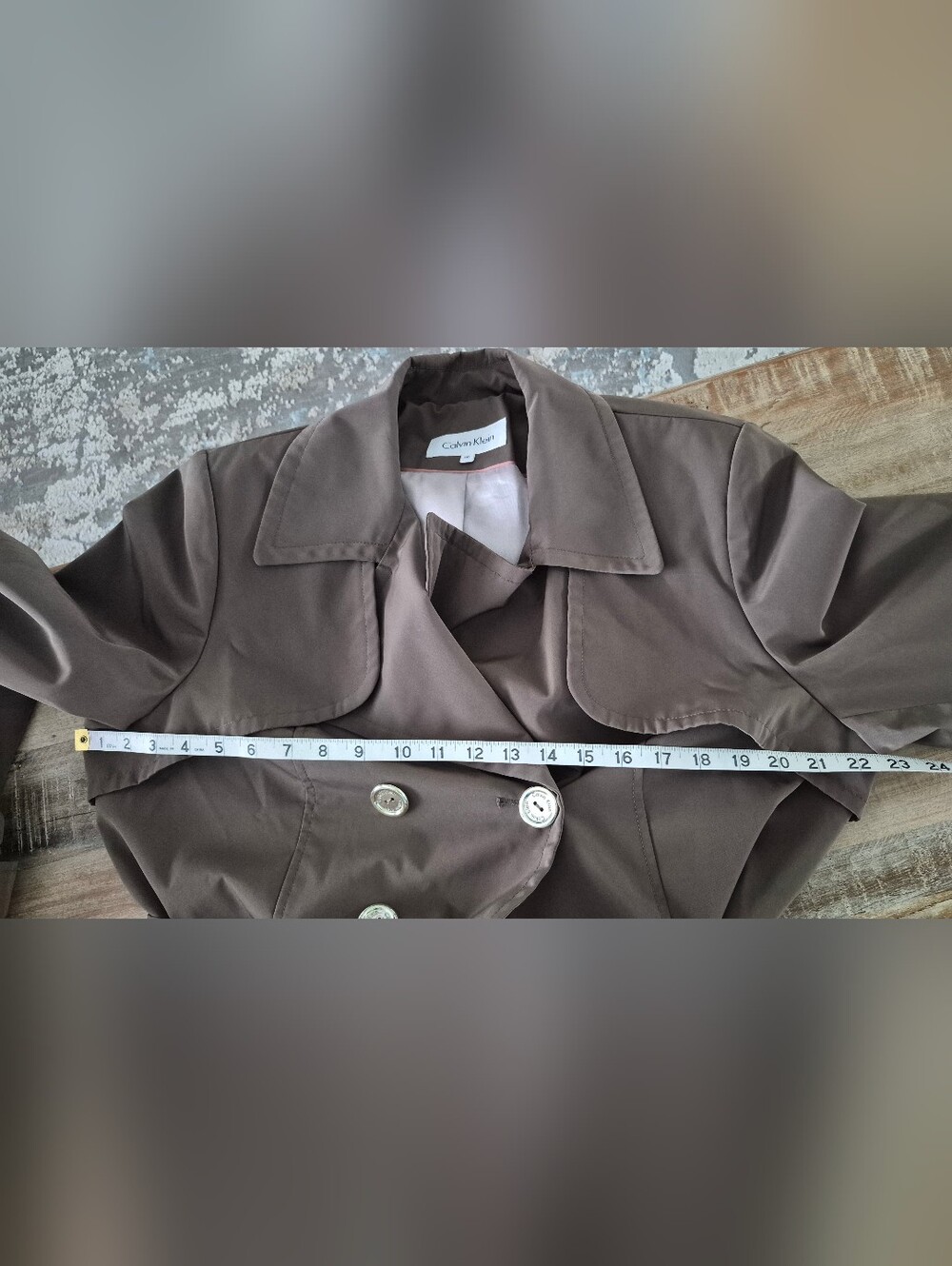 Calvin Klein Double-Breasted Trench Coat - Brown - Size L - Picture 13 of 16